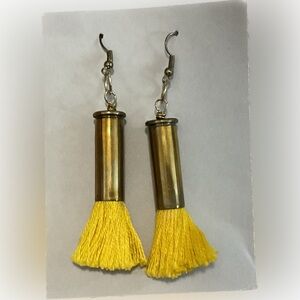 Bullet Shell Yellow Tassel Earrings